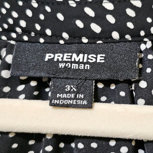Premise Blouse Woman Size 3X Black White Polka Dot Balloon Sleeve‎ Pullover Top - Picture 14 of 16